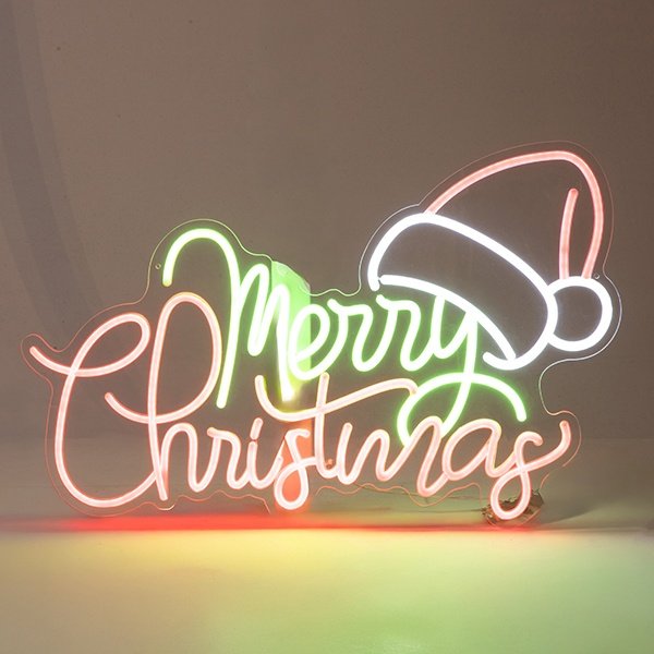 FELIZ NAVIDAD MOTIVO 60X39CM, 12V ADAPTADOR, VERDE, ROJO & BLANCO, CABLE DE ALIMENTACIÓN 5M, IP44