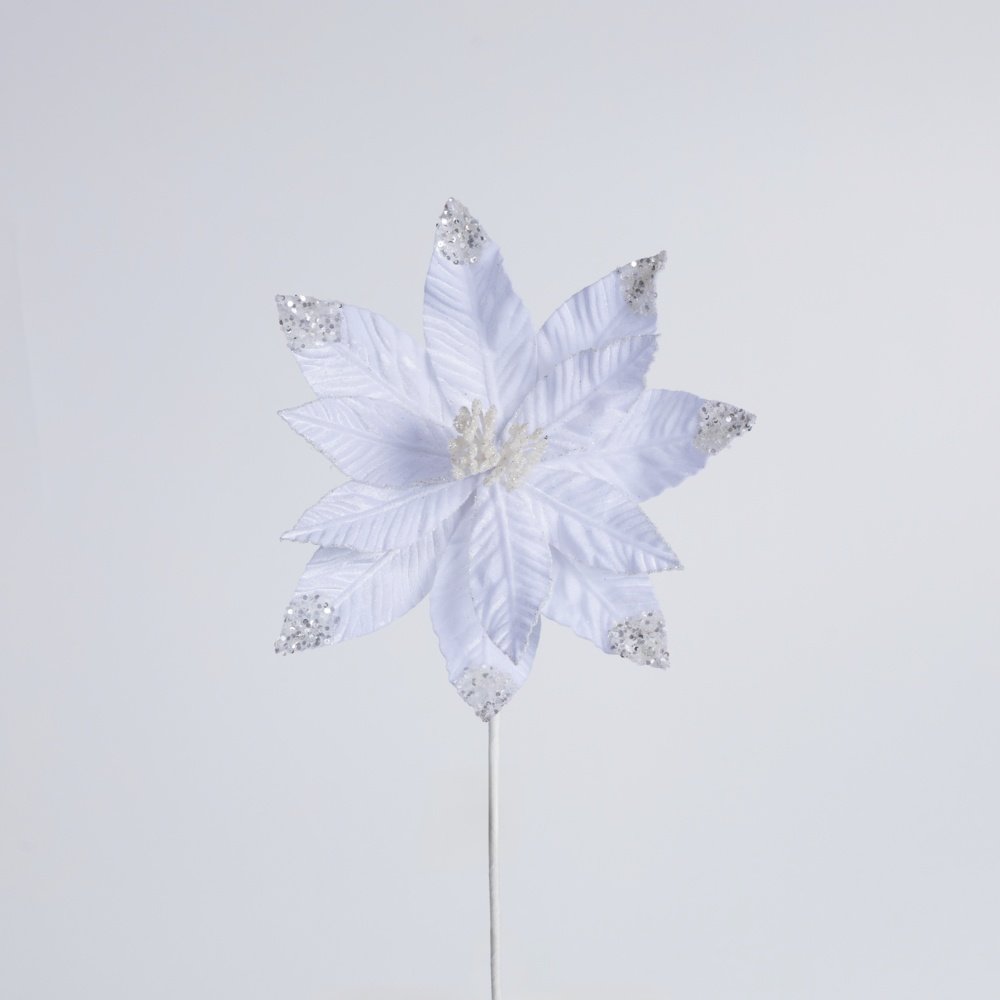 BLANCO FLOR CON PERLA PURPURINA, 32X45CM