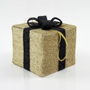 TEJIDO REGALO CAJA, DORADO CON NEGRO CINTA, 30CM