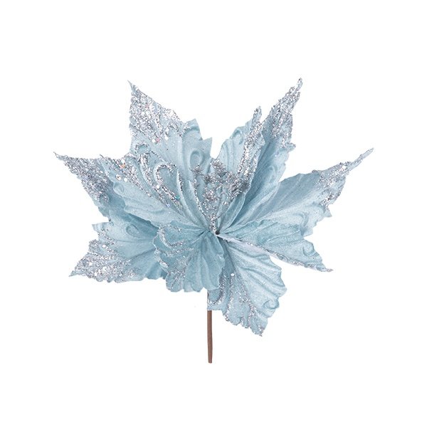 AZUL FLOR CON PLATEADO PURPURINA, 29X20CM