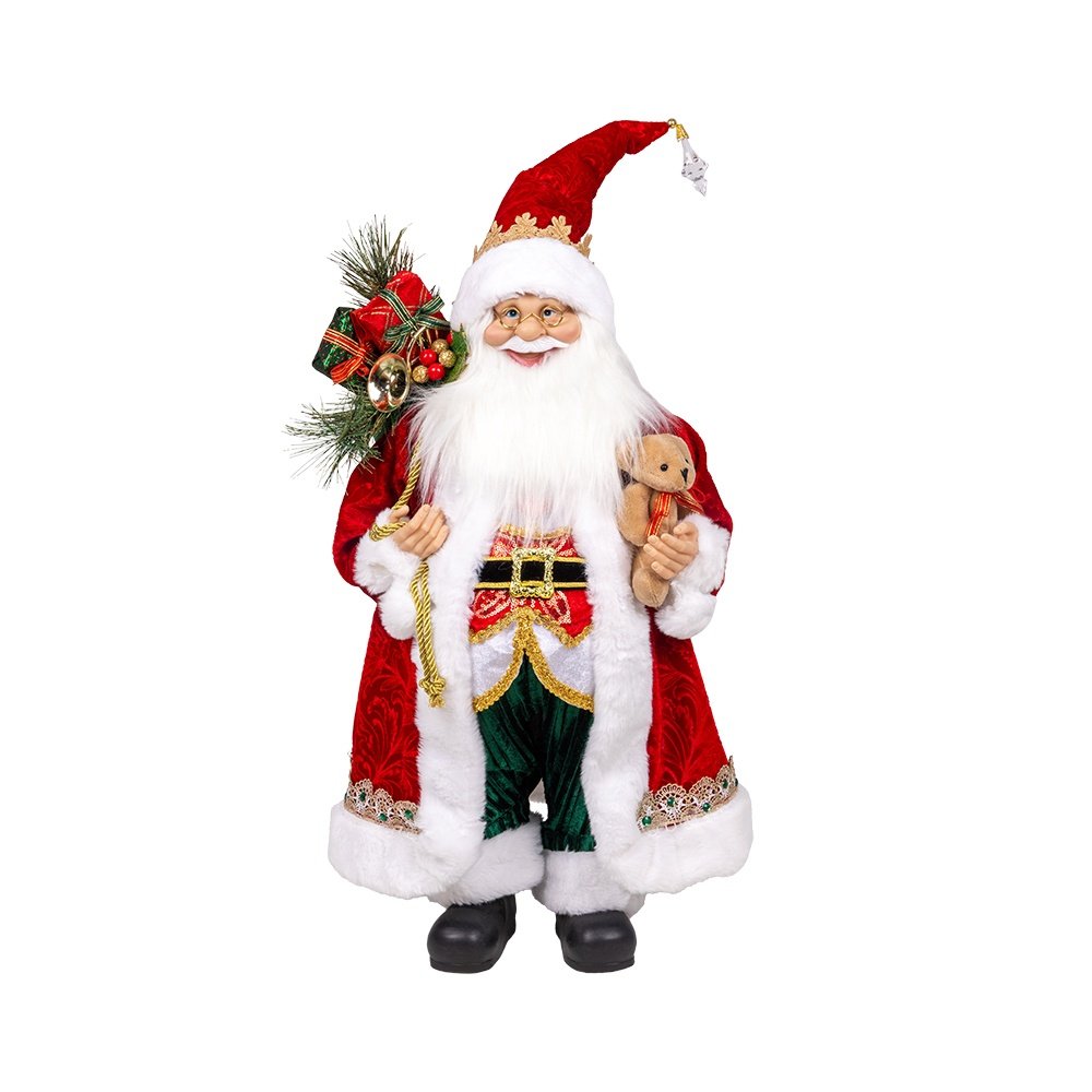 PAPÁ NOEL CON ROJO TERCIOPELO CAPA Y CIPRÉS PANTALONES, 60CM