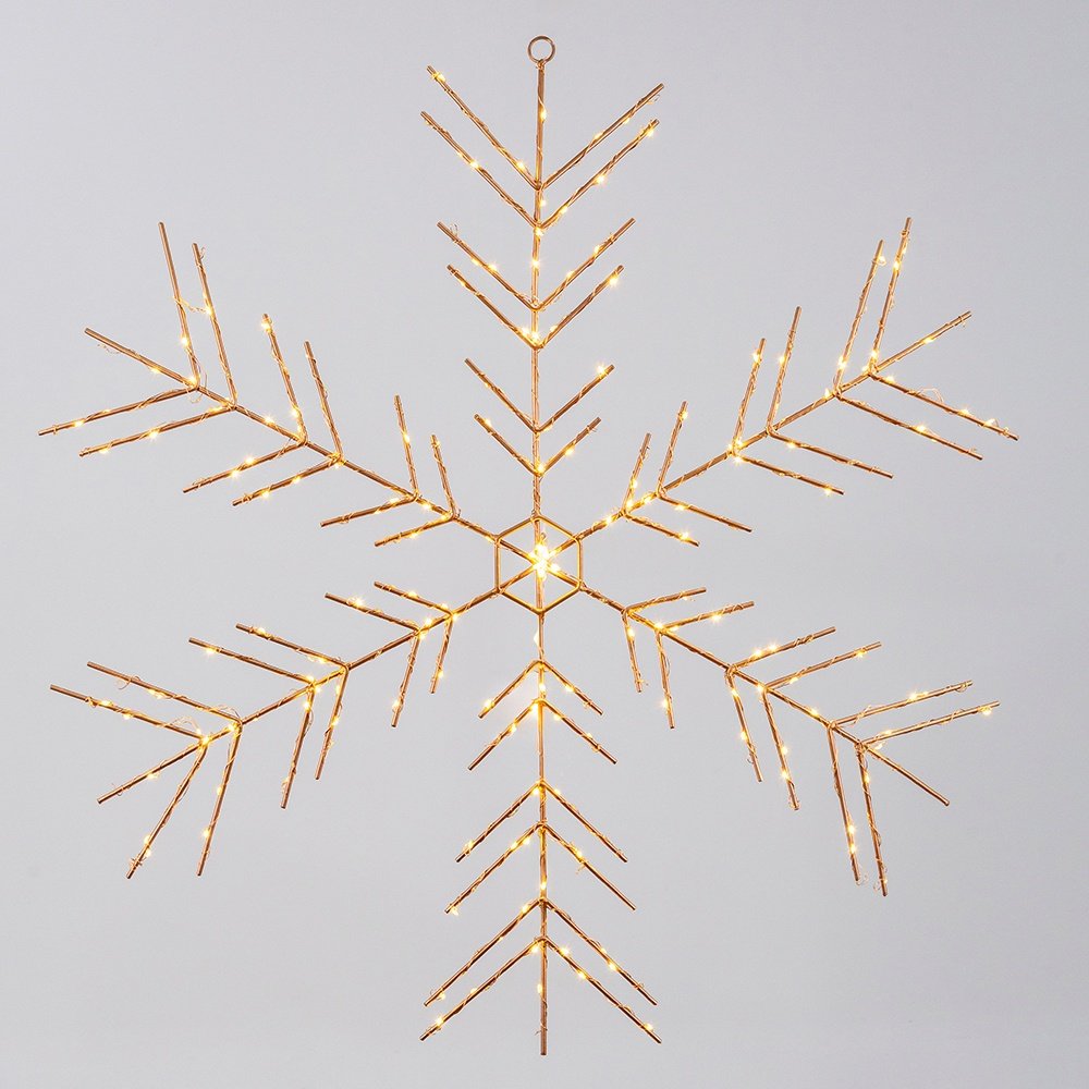 ILUMINADO COPO DE NIEVE 75CM, 390 LED, ADAPTADOR, 8 M/H, TEMPORIZADOR, BRONCE ESTRUCTURA METÁLICA, HILO DE COBRE BRONCE, LED BLANCO CÁLIDO, CABLE DE ALIMENTACIÓN 5M, IP44