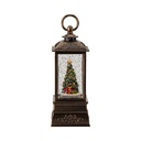 VINTAGE FAROL CON ÁRBOL DE NAVIDAD, CON AGUA EN EL INTERIOR, A PILAS, 8.6X8.6X21CM
