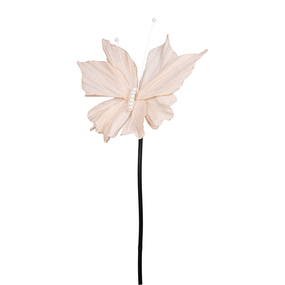MARIPOSA CON PERLAS BLANCAS Y BEIGE ALAS, 50X120CM