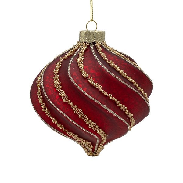 CRISTAL BURDEOS CRAQUELADO BOLA CON DORADO ESPIRAL LÍNEAS, 2 DISEÑOS, JUEGO 4UDS, 10CM