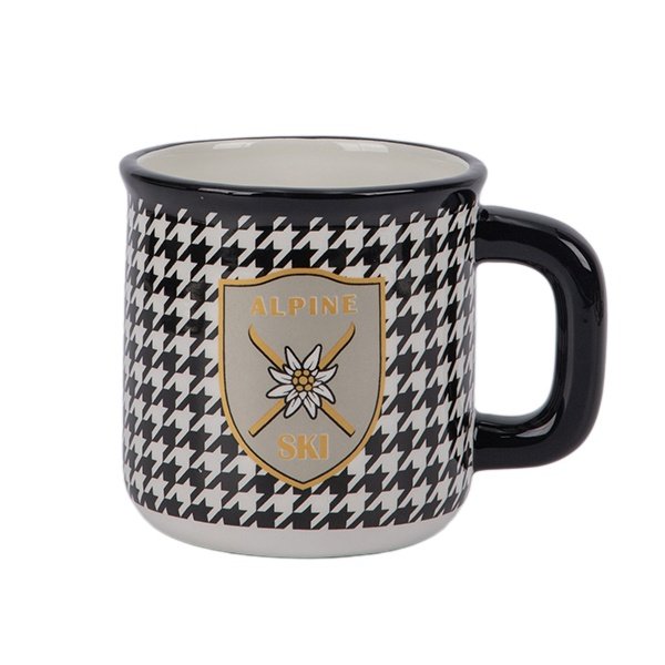 PIED DE POULE PATRÓN TAZA, NEGRO Y BLANCO, 14X10.5X10.4CM