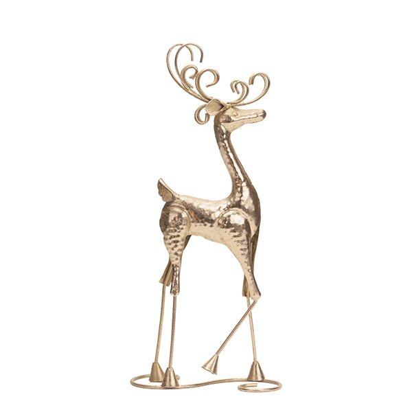METAL CIERVO, DORADO, CON ELEGANTE DISEÑADO ASTAS Y BASE, 16X7.5X40CM