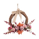 RÚSTICO CORONA CON TERRACOTA ROSA DECORACIÓN Y ARPILLERA LAZO, 36CM