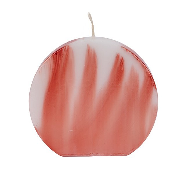 VELA CIRCULAR MÁRMOL BLANCO - ROJO 15X15CM