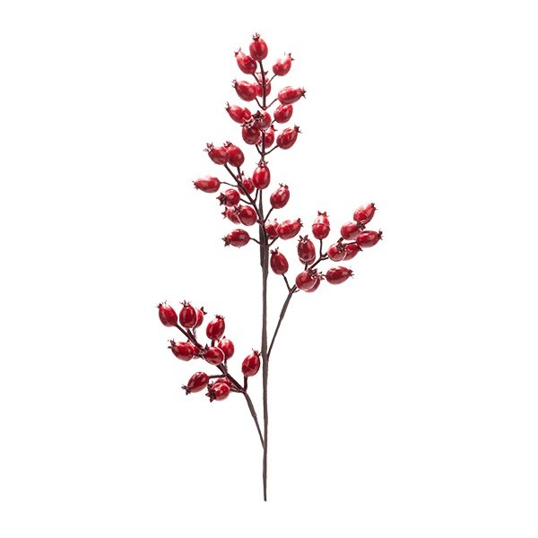 RAMA CON ROJO METÁLICO BAYAS, 58CM