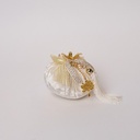 TERCIOPELO GRANADA, BEIGE, CON DORADO DETALLES, 10CM
