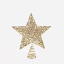 SUPERIOR ÁRBOL CON DORADO HILO Y IRIDISCENTE PEQUEÑO ESTRELLAS, 20X24.5CM