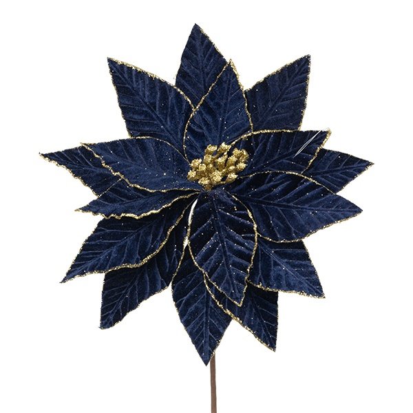 FLOR, INTENSO AZUL, TERCIOPELO CON DORADO DETALLES, 30X45CM