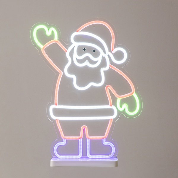 PAPÁ NOEL 33X42.5CM, 24V ADAPTADOR, VERDE, ROJO, AZUL & BLANCO NEON LED MANGUERA LUMINOSA, CABLE DE ALIMENTACIÓN 5M, IP44