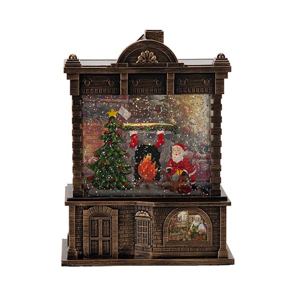CASA, CON NAVIDAD ESCENA, CON CON AGUA EN EL INTERIOR, A PILAS, 16.5X9.5X21.7CM
