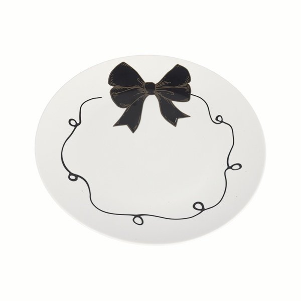 PLATO CON NEGRO LAZO, JUEGO 2UDS, 20CM