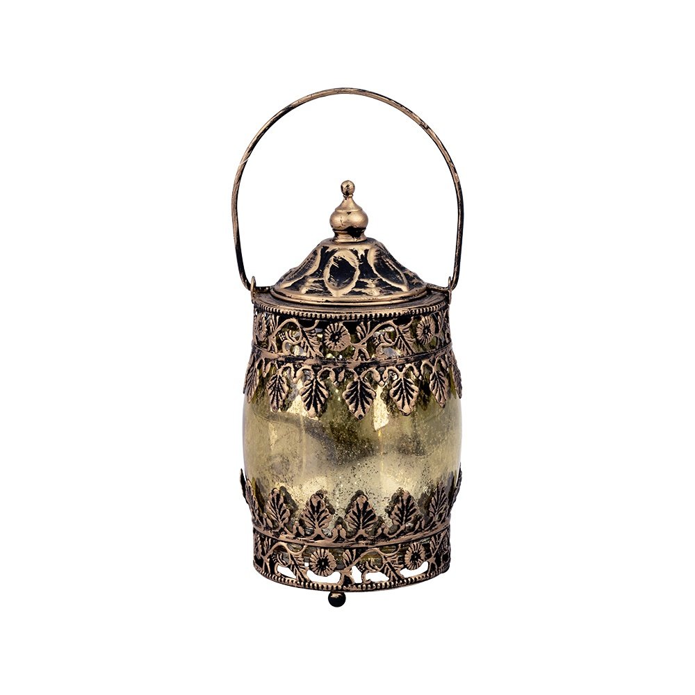 FAROL LED METÁLICO - CRISTAL DORADO - NEGRO - BEIGE 8X8X14.5CM