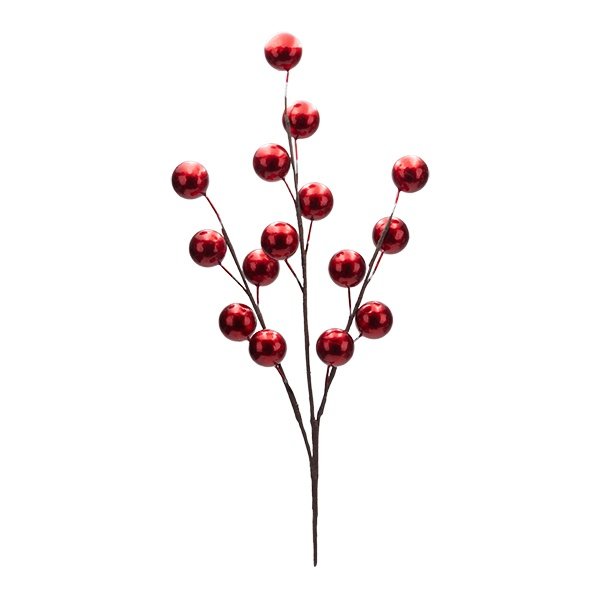 RAMA CON ROJO METÁLICO BOLAS, 65CM