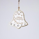 MADERA ADORNO CAMPANA, BLANCO CON DORADO, 0.7X12.5X13CM