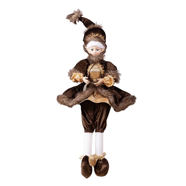 ARLEQUÍN CON MARRÓN CHAMPÁN VESTIDO, 61CM