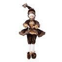 ARLEQUÍN CON MARRÓN CHAMPÁN VESTIDO, 61CM