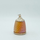 FAROL METAL - CRISTAL CON PILAS ÁMBAR - BLANCO 7.5X7.5X11.5CM