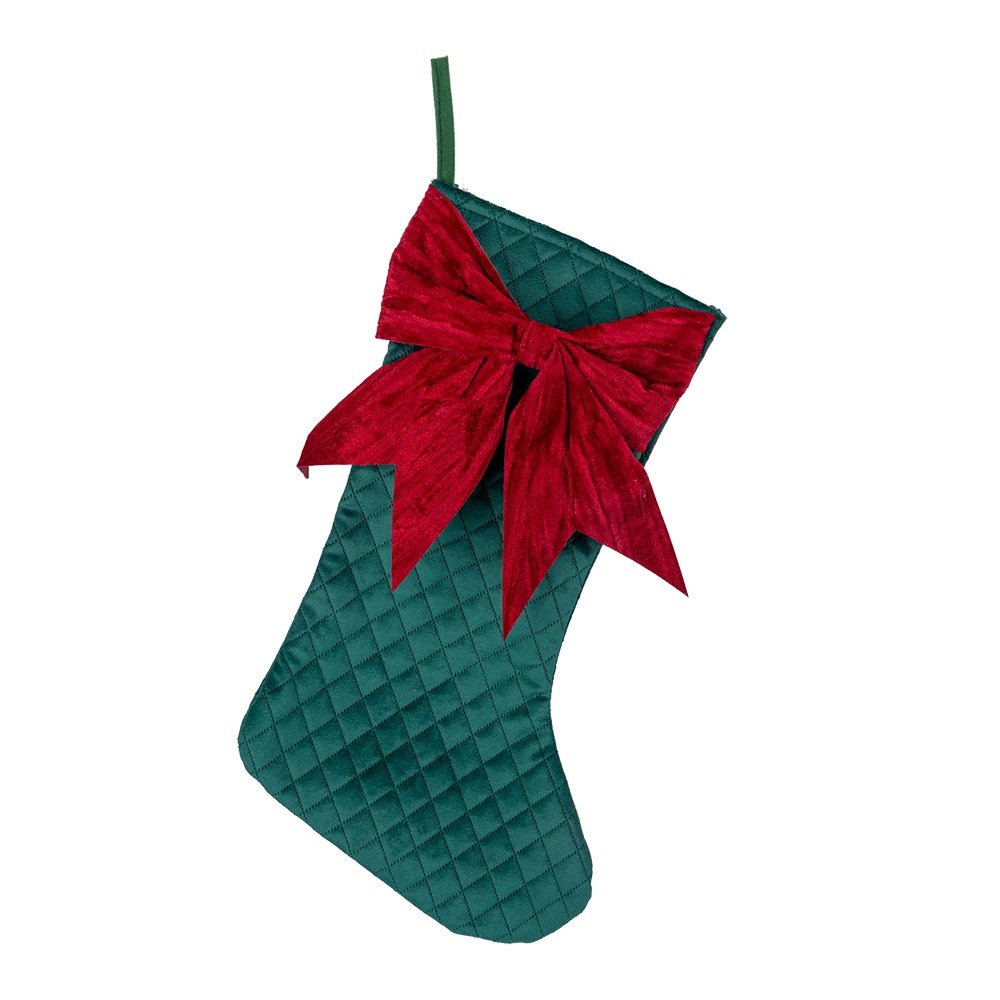 CIPRÉS VERDE TERCIOPELO BOTA CON LAZO ROJO, 49CM