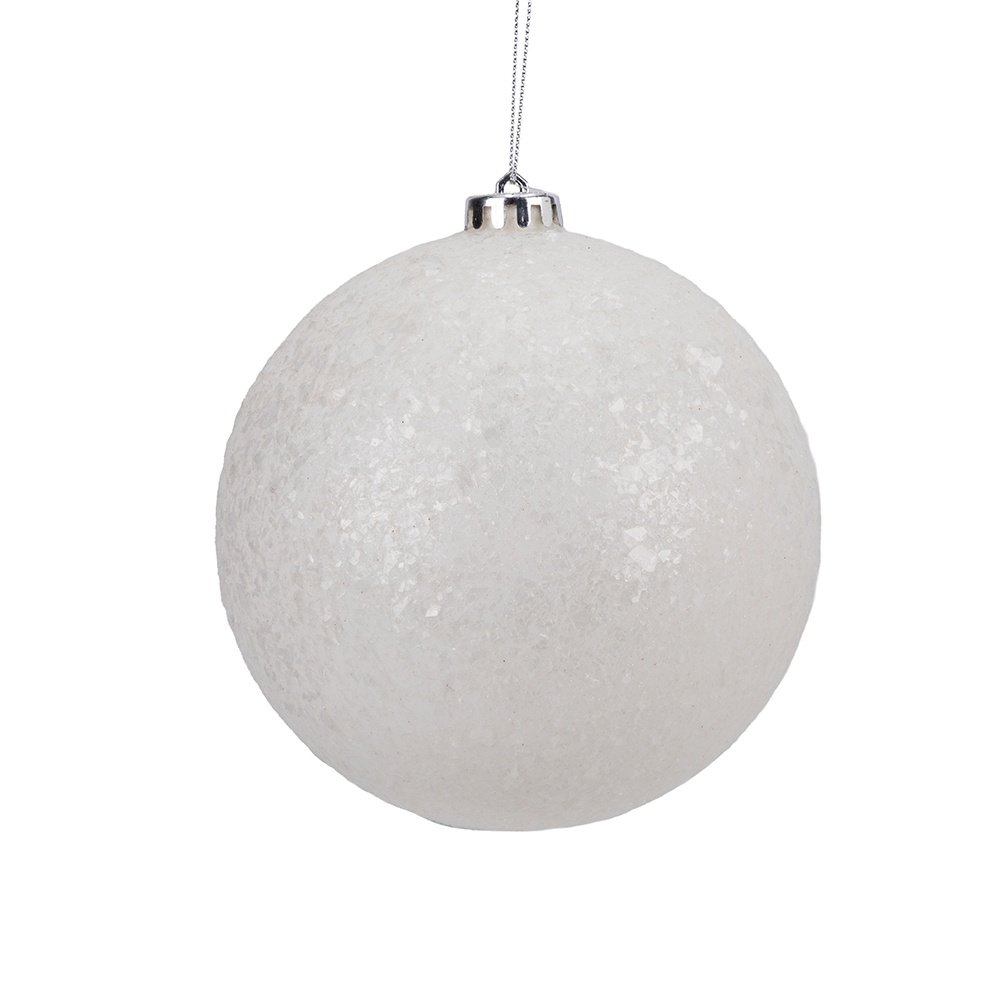 PLÁSTICO BOLA, BLANCO, CON BLANCO PURPURINA COPOS, JUEGO 3UDS, 15CM