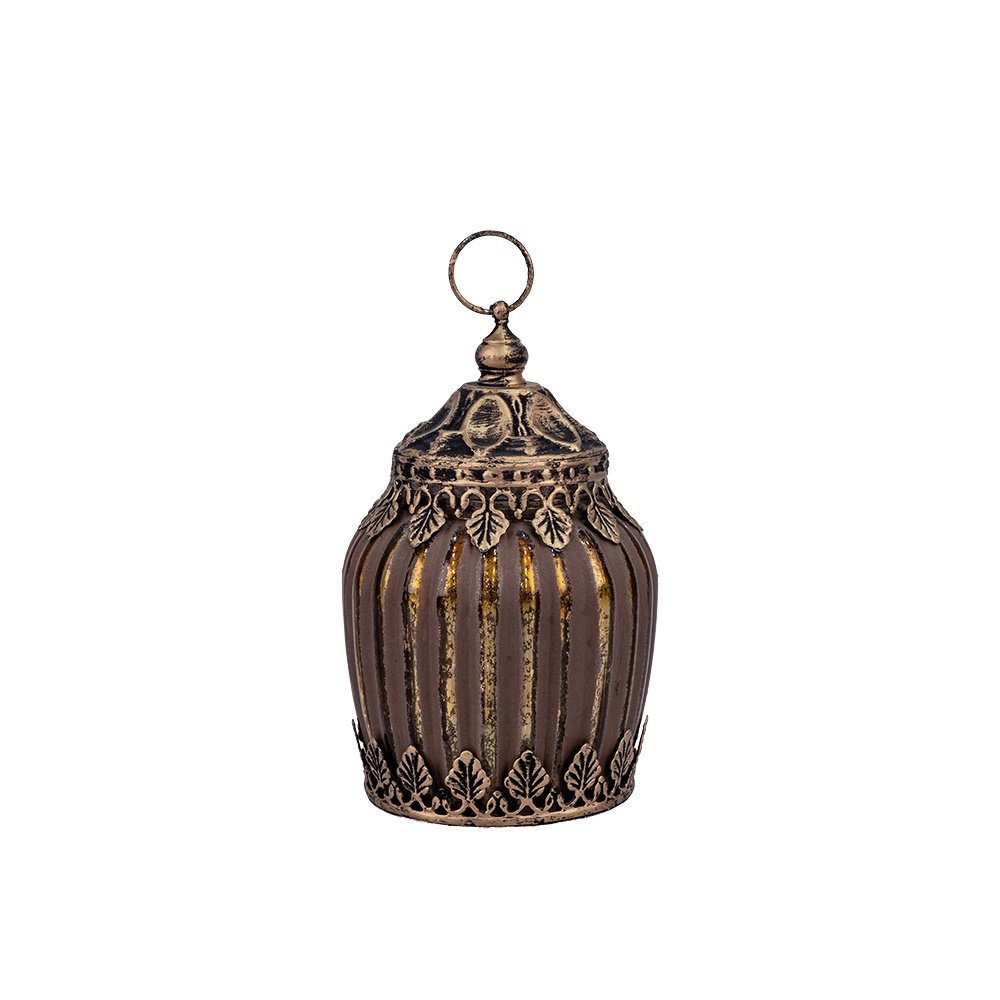 FAROL LED METÁLICO - CRISTAL DORADO - NEGRO - MARRÓN 8X8X13CM
