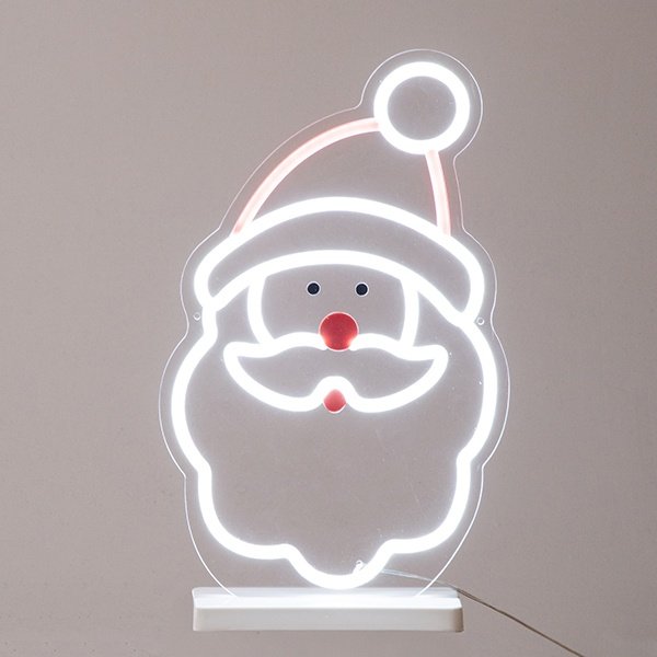 PAPÁ NOEL 25X40CM, 12V ADAPTADOR, VERDE, ROJO & BLANCO NEON LED MANGUERA LUMINOSA, CABLE DE ALIMENTACIÓN 5M, IP44