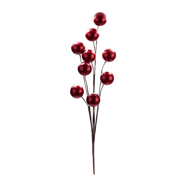 RAMA RAMO CON ROJO METÁLICO BAYAS, 72CM
