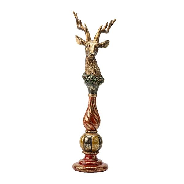 DECORATIVO POLIRRESINA CON DORADO RENO CABEZA Y ORNAMENTADO BASE, 49CM