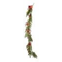 VERDE RAMA DECORADO CON ROJO MANZANAS Y VERDE BAYAS, 150CM