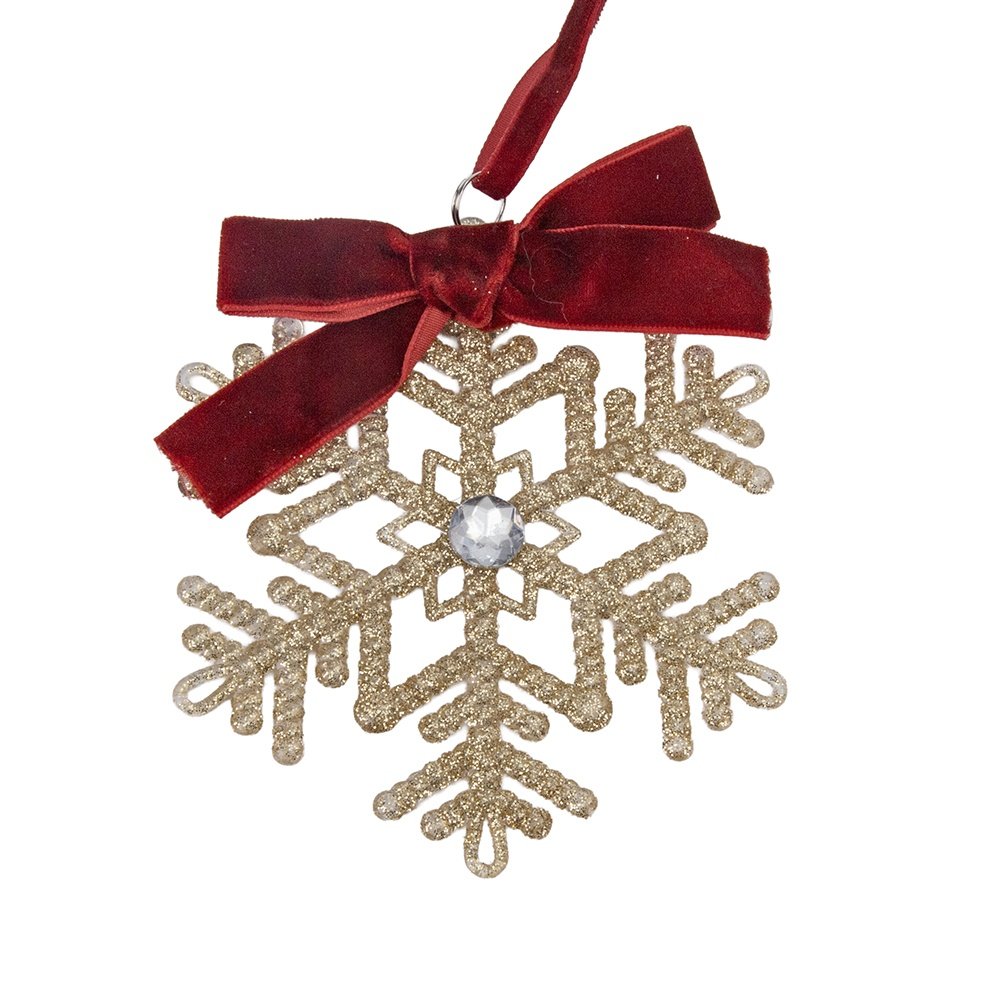 DORADO COPO DE NIEVE CON BURDEOS LAZO, 11.7 CM
