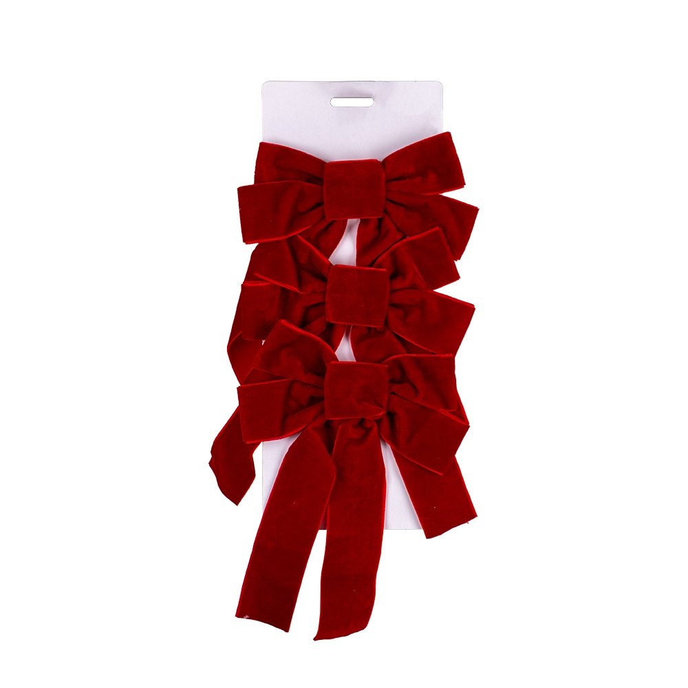 LAZOS, BRILLANTE ROJO, TERCIOPELO, JUEGO 3UDS, 16X24CM