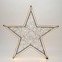 ILUMINADO ESTRELLA 48X45CM, 100 MINI LED, ADAPTADOR, NEGRO ESTRUCTURA METÁLICA, HILO DE COBRE NEGRO, LED BLANCO CÁLIDO, CÁLIDO BLANCO TIRA LED COB 1.7M, CABLE DE ALIMENTACIÓN 3M, IP44