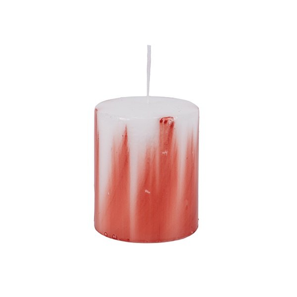 VELA CILÍNDRICA MÁRMOL BLANCO - ROJO 7X8CM