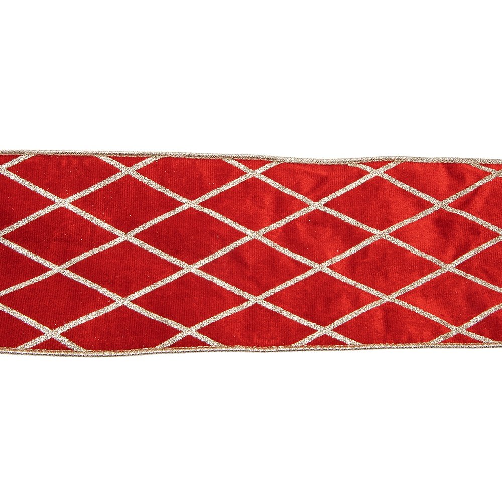 OSCURO ROJO CINTA CON CHAMPÁN PURPURINA DIAMANTES, TERCIOPELO, DE DOBLE CARA, 914X10CM