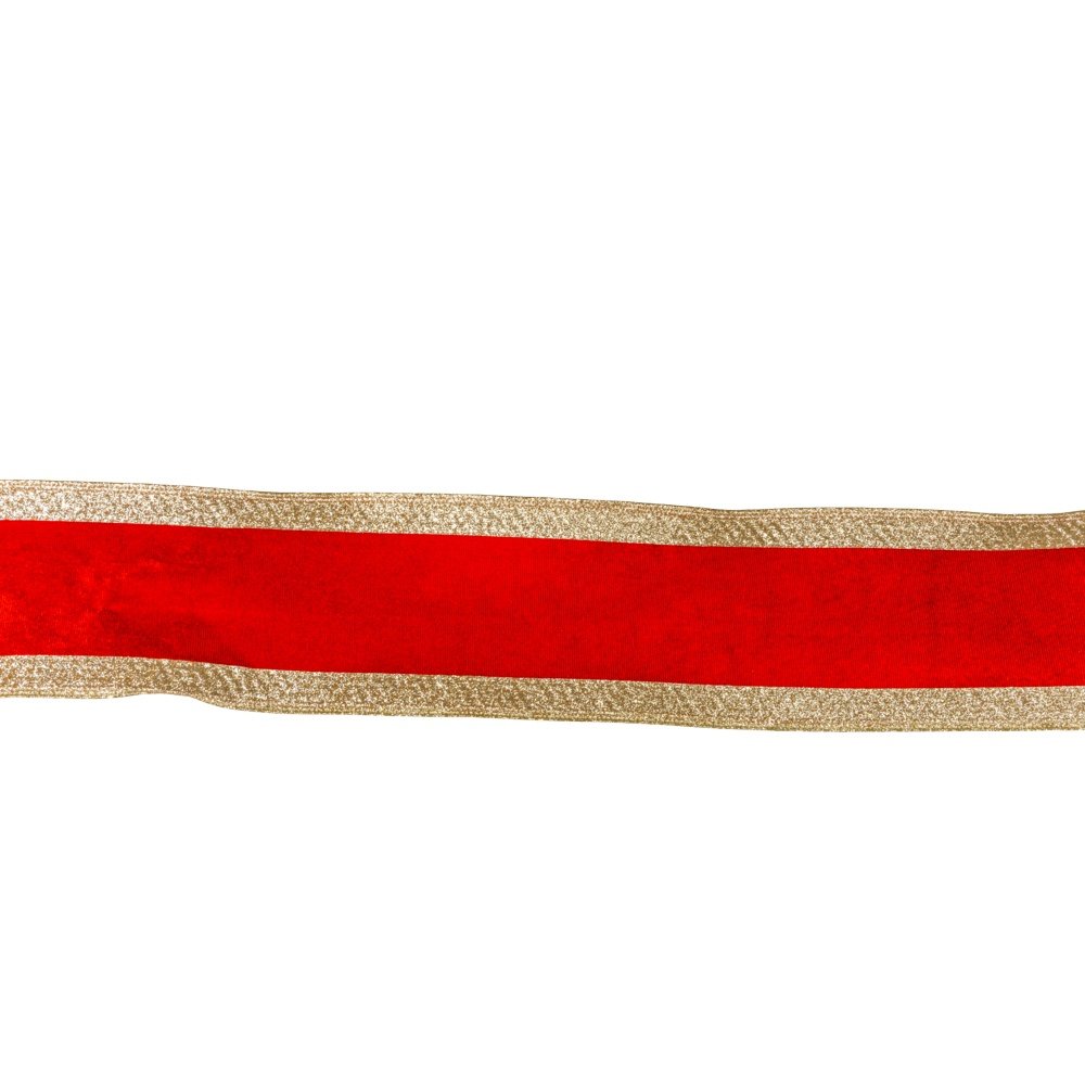 ROJO CINTA CON CHAMPÁN PURPURINA BORDES, TERCIOPELO, DE DOBLE CARA, 914X10CM
