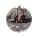 PLANO CRISTAL BOLA DECORATIVA CON PAPÁ NOEL Y RENO, DE DOBLE CARA, 15CM