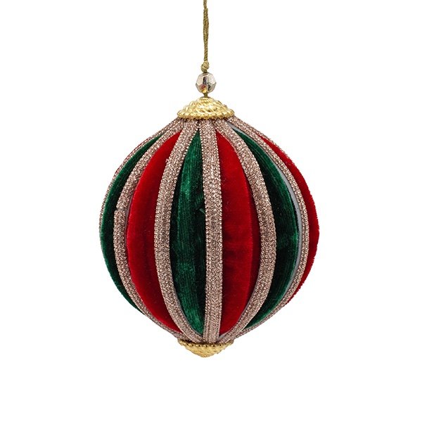 TERCIOPELO BOLA, VERDE Y ROJO, LUJO, CON PIEDRAS PRECIOSAS, 10CM