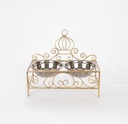 PERRO COMEDERO CON 2 CUENCOS 18CM METAL DORADO-PLATEADO 35X18.5X30CM