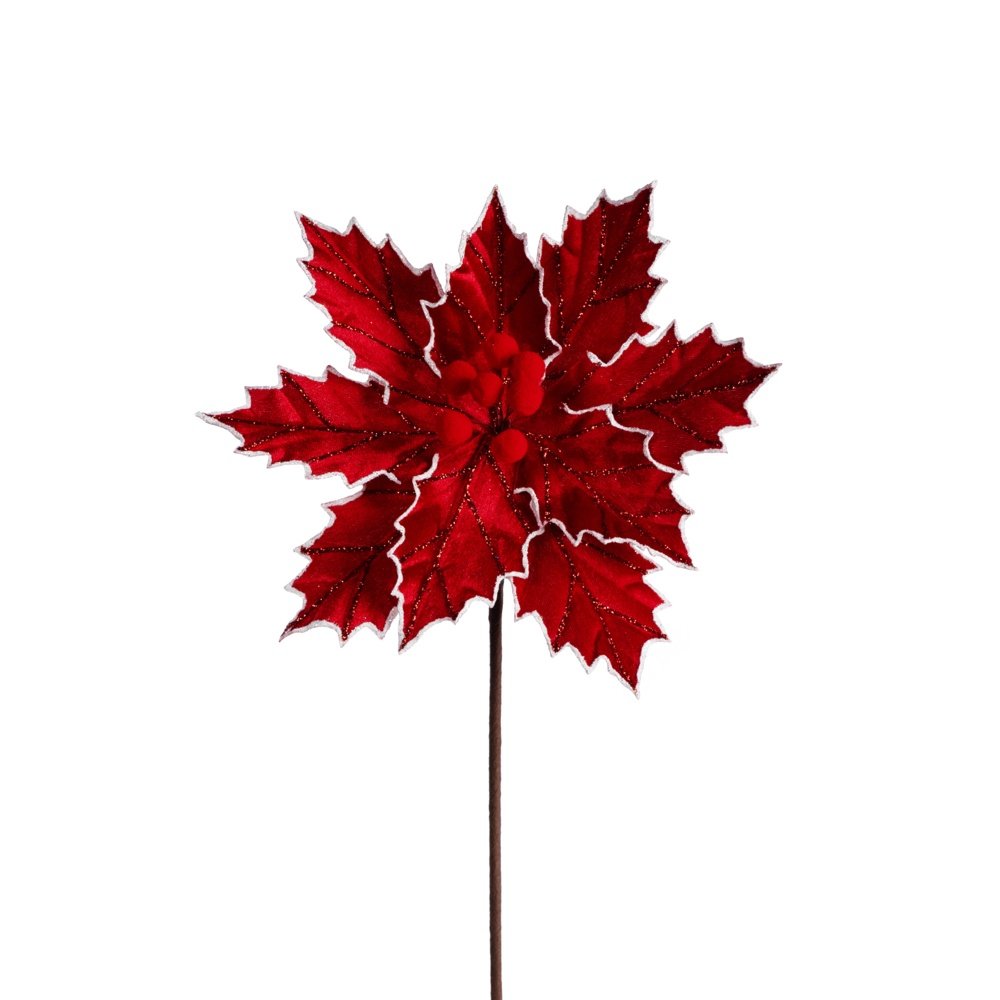ACEBO FLOR, ROJO CON BLANCO DETALLES, 27X45CM