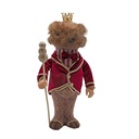 GUARDIA BÚHO CON TRAJE BURDEOS, DORADO CORONA Y CETRO, 44CM
