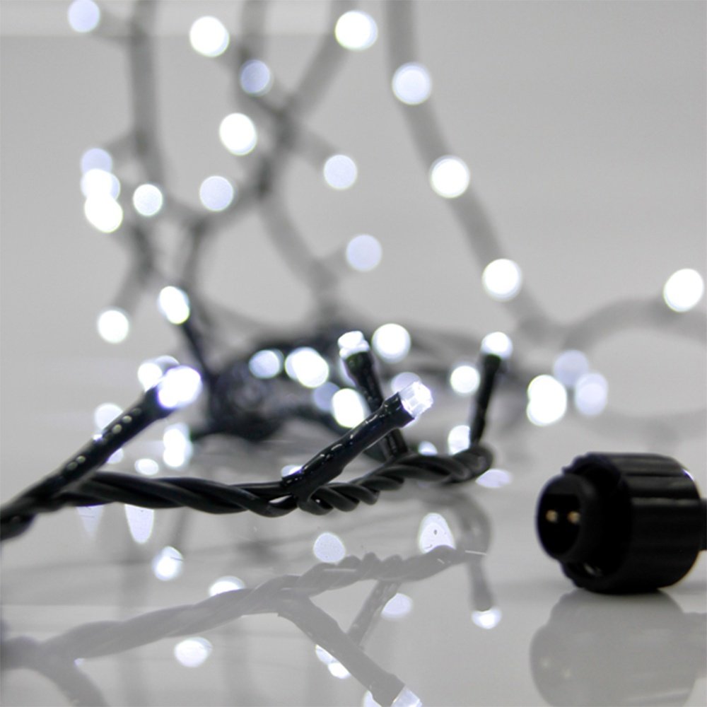 GUIRNALDA LINEAL, 300 LED 3MM, 31V ADAPTADOR, 4 CONECTORES HASTA 3 JUEGO, CABLE PVC VERDE, LED BLANCO CADA 5CM, CABLE DE ALIMENTACIÓN 3M, IP44