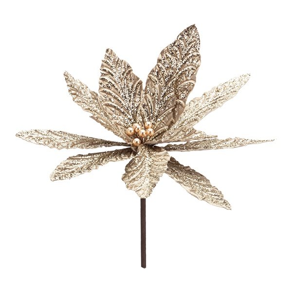 FLOR CON MARRÓN EN RELIEVE PÉTALOS Y PURPURINA, 39X40CM