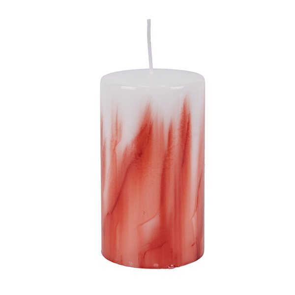 VELA CILÍNDRICA MÁRMOL BLANCO - ROJO 7X12CM