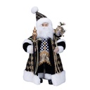 PAPÁ NOEL CON LUJO ABRIGO EN NEGRO, BLANCO Y DORADO DIAMANTE PATRÓN, 45CM
