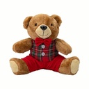 SENTADO OSO CON DE CUADROS CAMISA Y LAZO CORBATA, 25CM