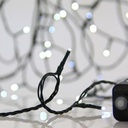 GUIRNALDA LINEAL, 300 LED 3MM, 31V ADAPTADOR, 8 M/H, CABLE PVC VERDE, LED BLANCO CADA 5CM, CABLE DE ALIMENTACIÓN 3M, IP44